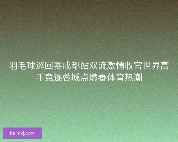 羽毛球巡回赛成都站双流激情收官世界高手竞逐蓉城点燃春体育热潮